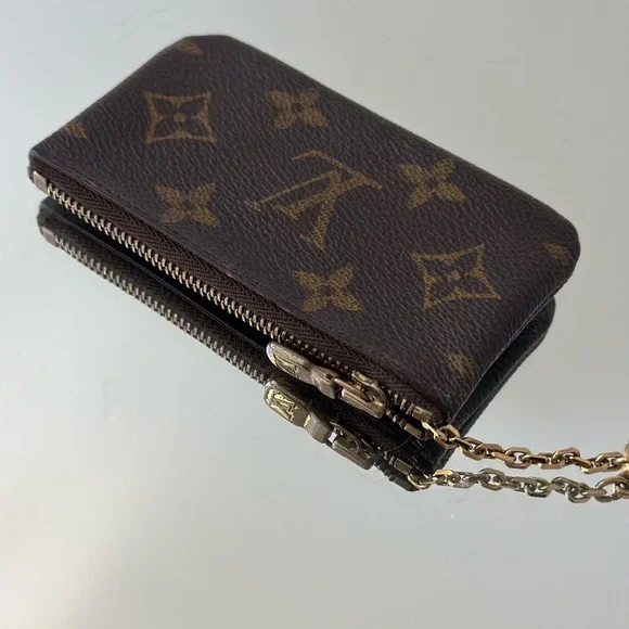 SOLD Vintage Louis Vuitton Monogram Key Cles Leather Key Chain Wallet Card - Picture 2 of 6